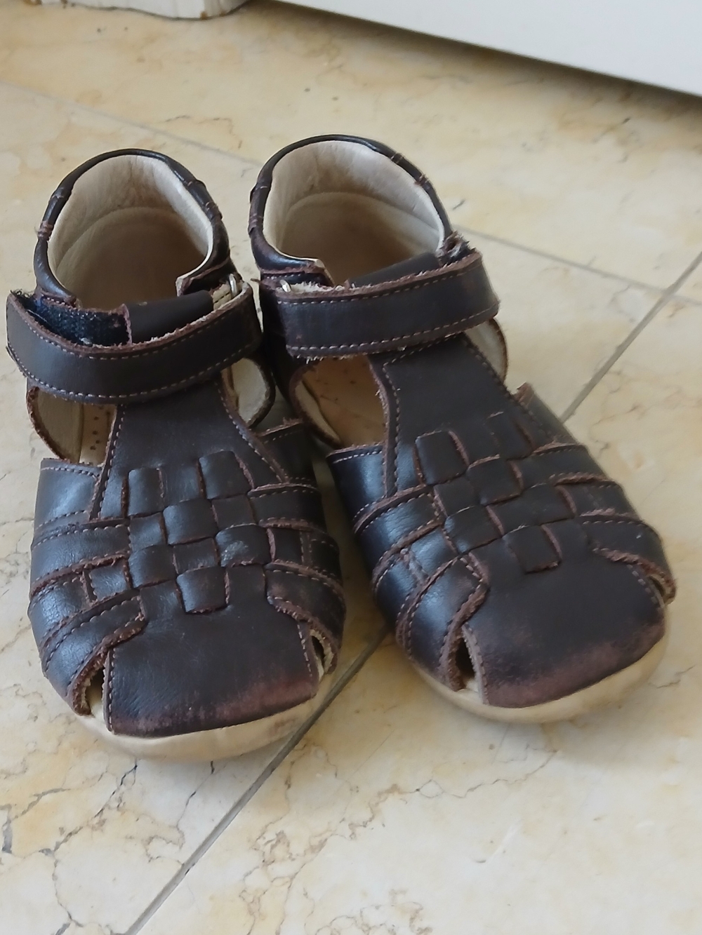 Kids Orthopedic Brown Leather Fisherman Sandals